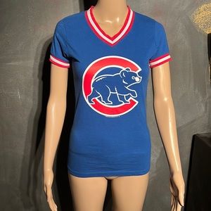 Go Cubbies! V-Neck Short Sleeve Cubs Shirt